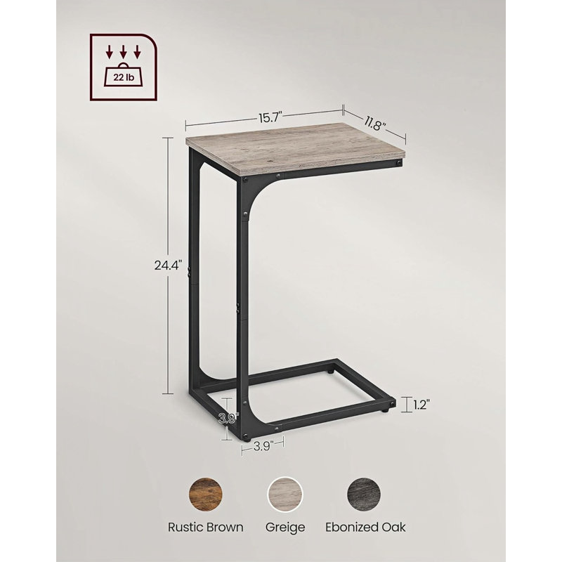 Table d'appoint en forme de C, petite table d'appoint pour canapé, table de canapé avec structure en métal pour le salon, la chambre à coucher et le chevet (2 pièces)