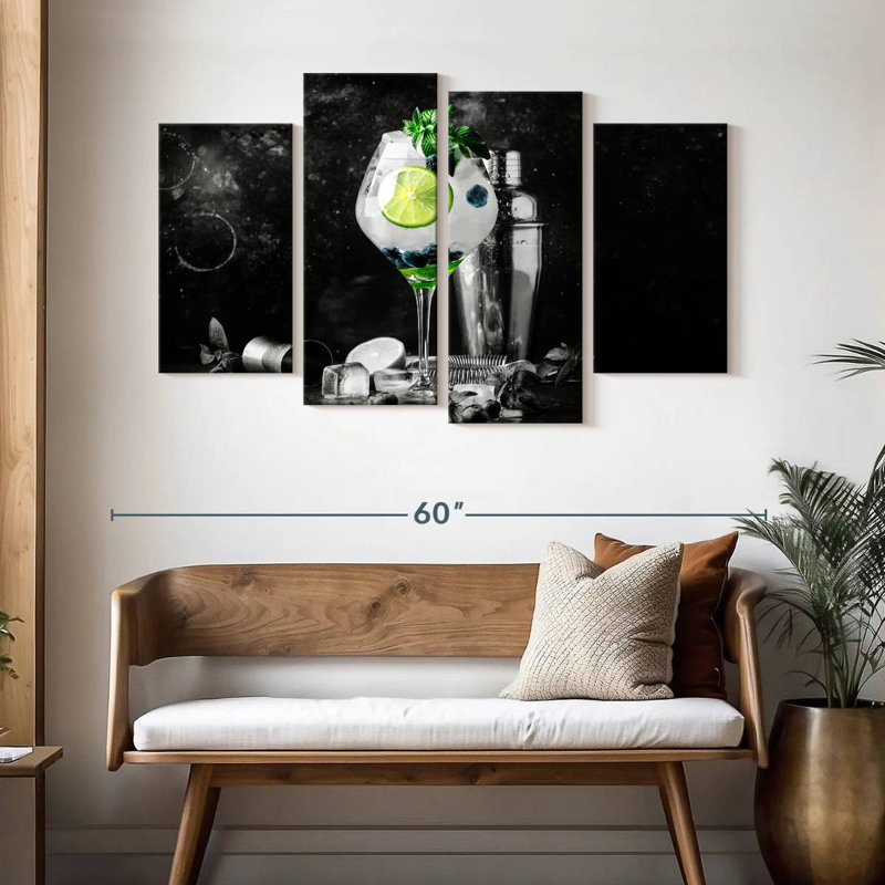Citron, bleuets et cocktails, H 32 po x l 52 po