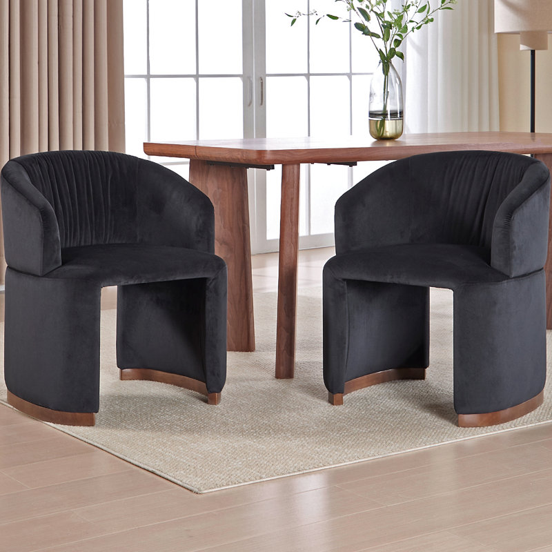 25" Wide Modern Dining Chair Upholstered Barrel Armchair With Solid Wood Legs And Backrest, For Dining Room/Living Room