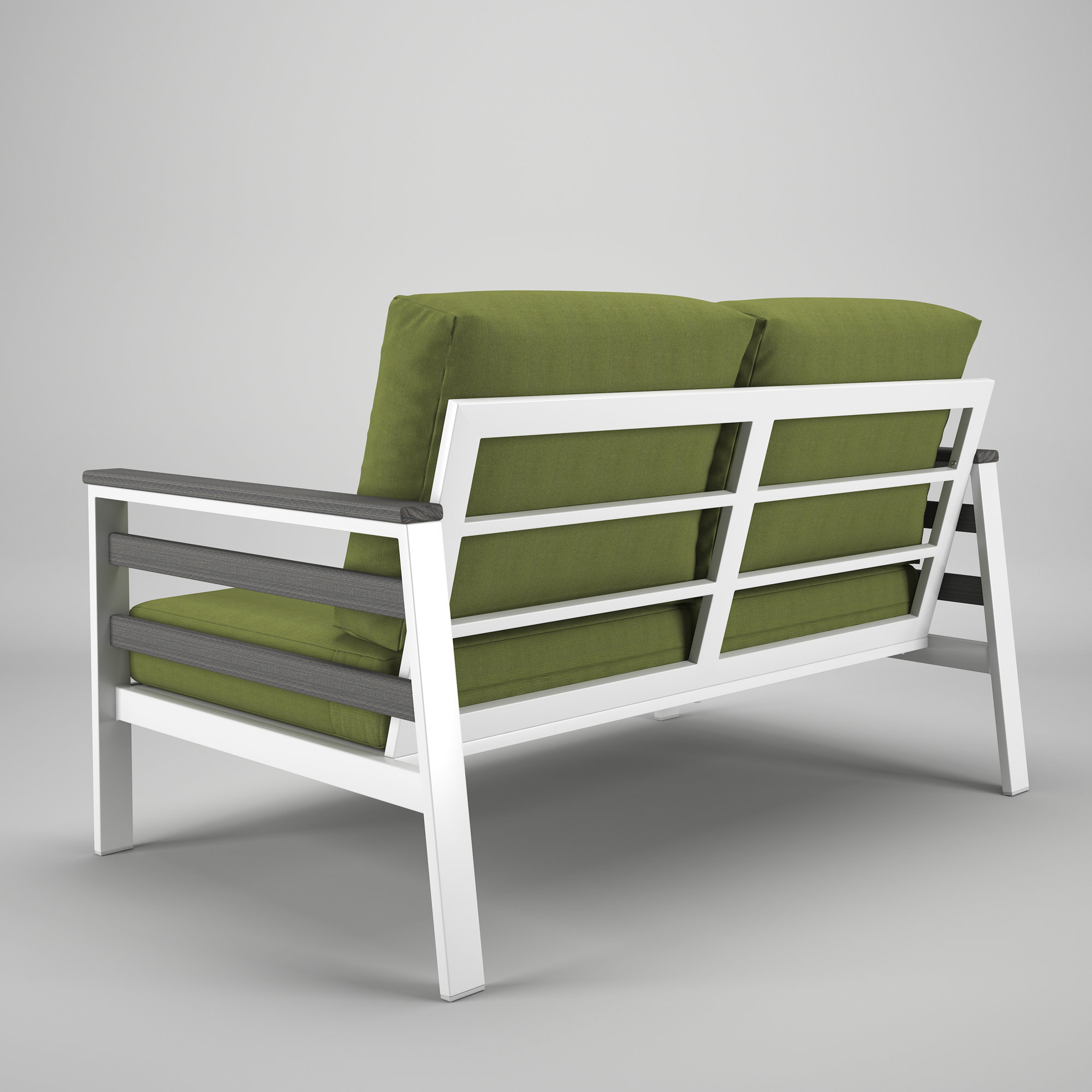 Townsend Metal Outdoor Loveseat With Sunbrella Cushion, Spectrum Cilantro