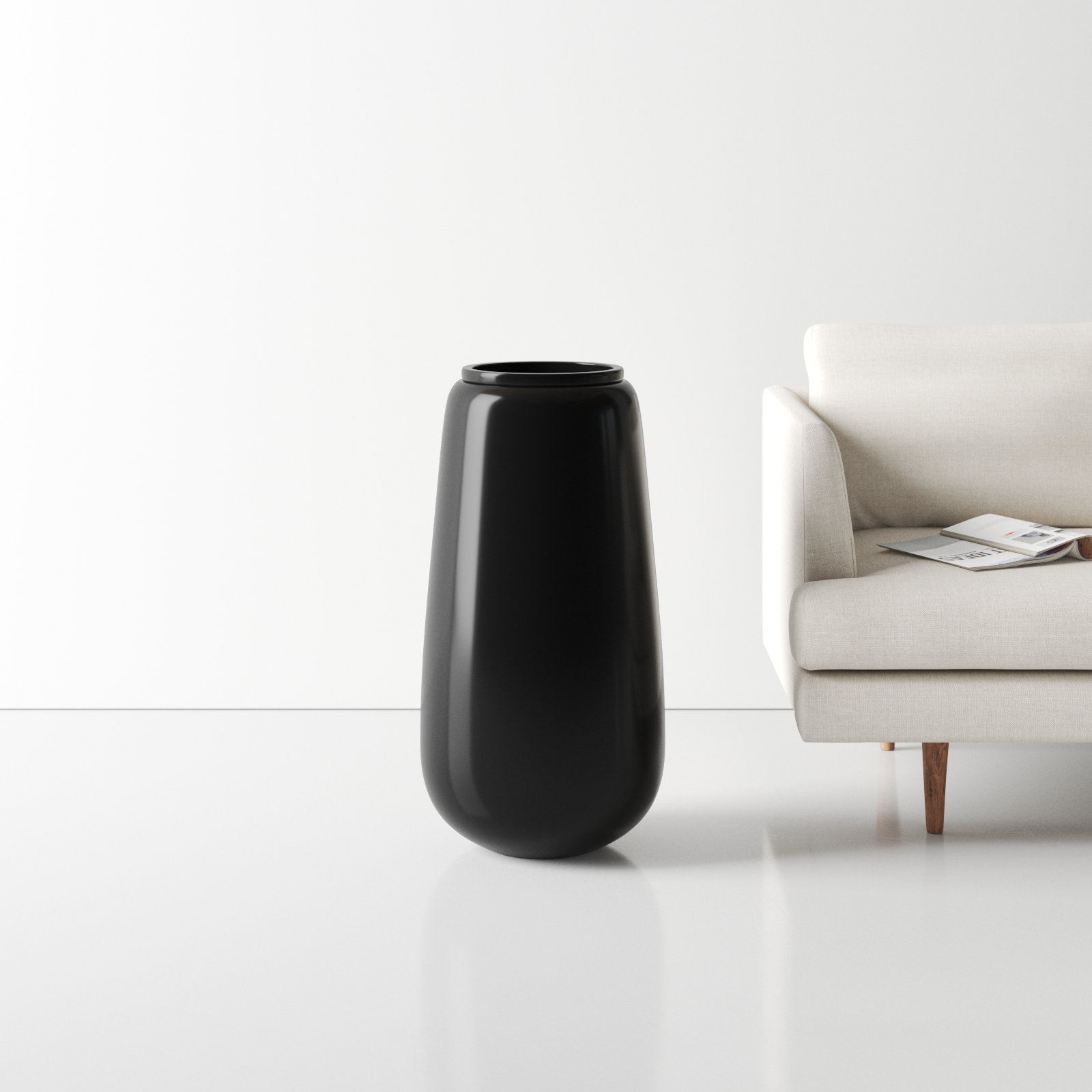 Mabe Iron Floor Vase, 30.25" H x 16" W x 16.25" D, Black
