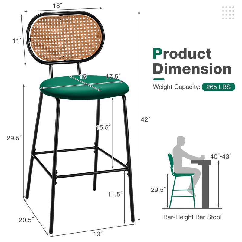 Tabouret 29,5 "Itzhak, Vert