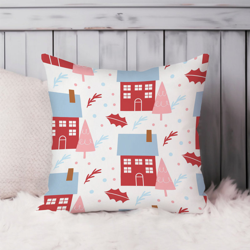 Holiday Christmas House Pattern I Modern, 18"H x 18"W