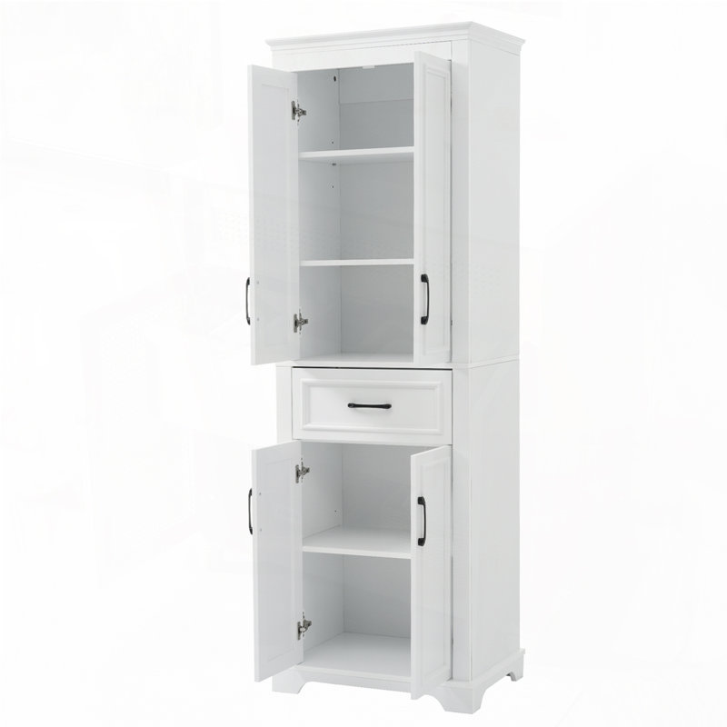 Meuble-lavabo autoportant de 70,8 po de conception moderne et élégante, 4 portes et 1 tiroir, rangement compact avec tablettes réglables