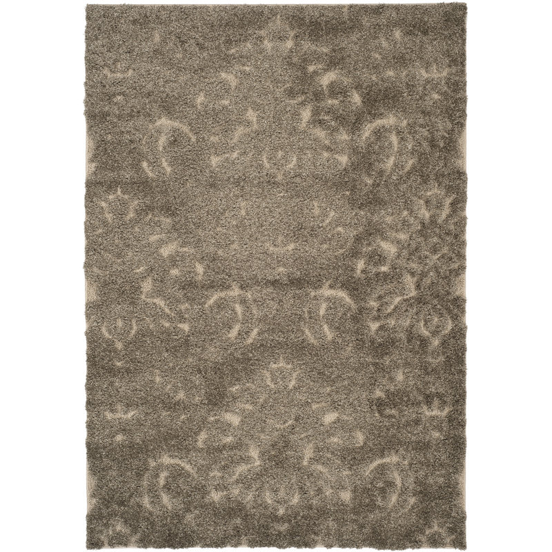 Tapis floral fumé / beige Ellyona, Rectangle 9 pi x 12 pi