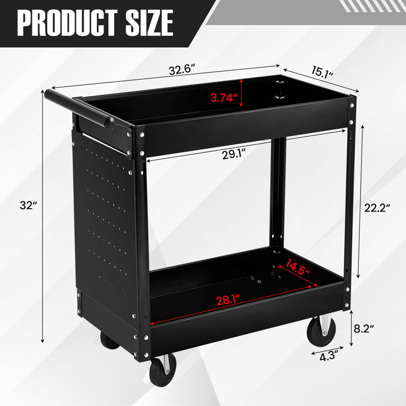 79.2 cm W Utility Cart, Black