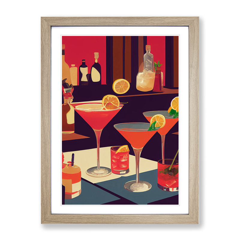 Selection Of Cocktails No.1 - Single Picture Frame Painting, 34cm H x 25cm W x 2cm D, Oak Framed