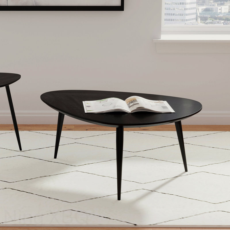 Black Triangular Solid Wood Coffee Table