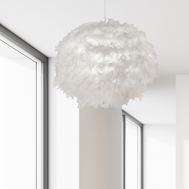 33cm H Feather Novelty Pendant Shade ( Uno ), White