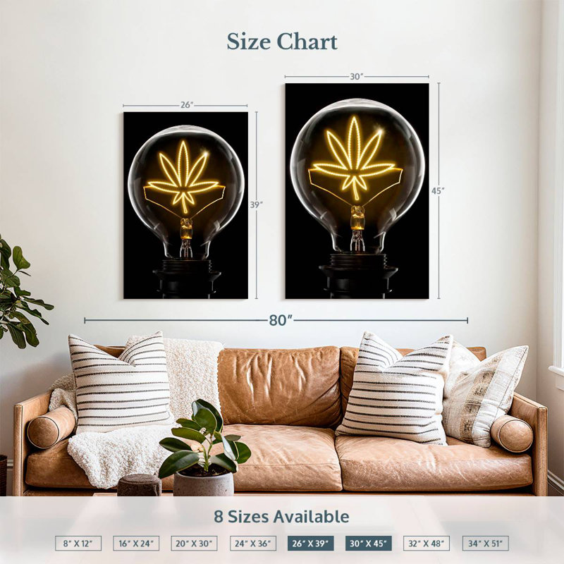 Senne Marijuana Leaf Lightbulb, 39" H x 26" W
