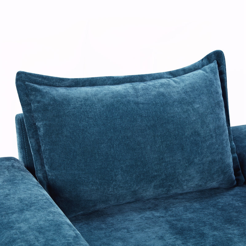 Chaise d'appoint avec accoudoirs larges, Bleu