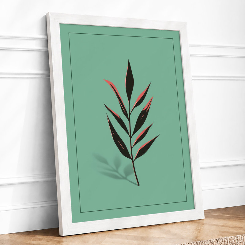 Single Stem in Green Botanical - Framed Print, A1 - 84.1 x 59.4 cm, White