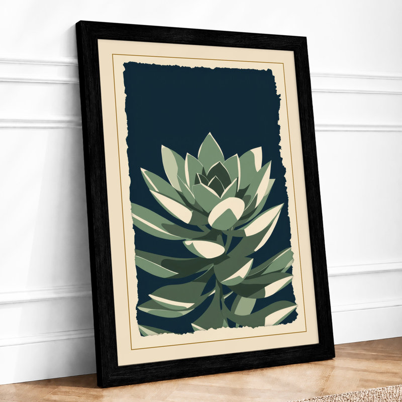 Gilded Succulent Botanical - Framed Print, A3 - 42.0 x 29.7 cm, Black