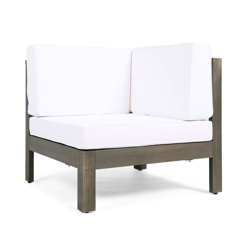 Chaise d'angle blanche par - Wood For Force, chaise rembourrée avec de l'eau, coussins inclus, 29,52 x 29,52 x 26,32