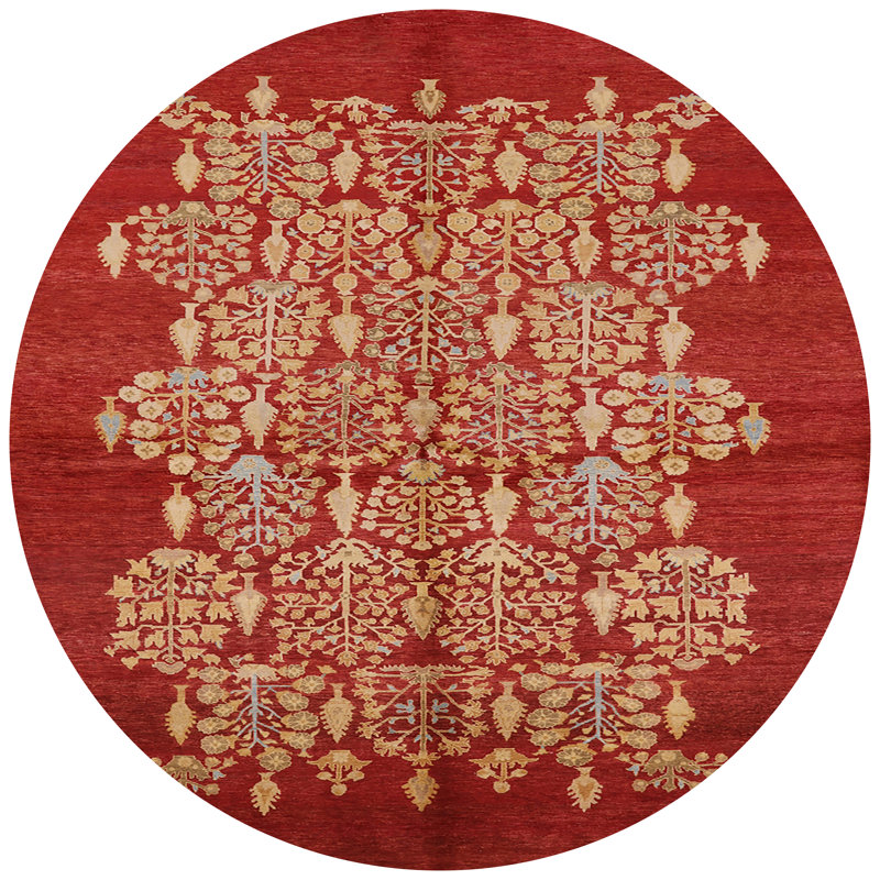 Tapis rouge à motif floral Winslet, Rond 5 pi