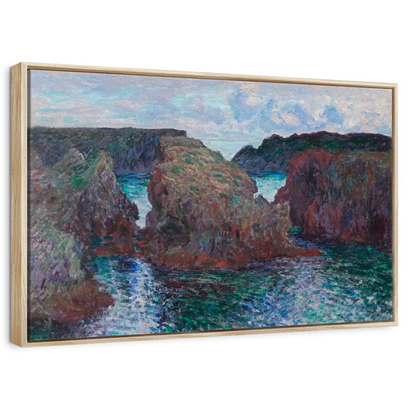 Rochers de Belle-Île à Port-Goulphar, 1886, 19 po x 13 po, Cadre flottant en bois naturel