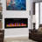36 Inch Recessed Ultra Thin Tempered Glass Front Wall Mounted Electric Fireplace With Remote And Multi Color Flame & Emberbed, LED Light Heater