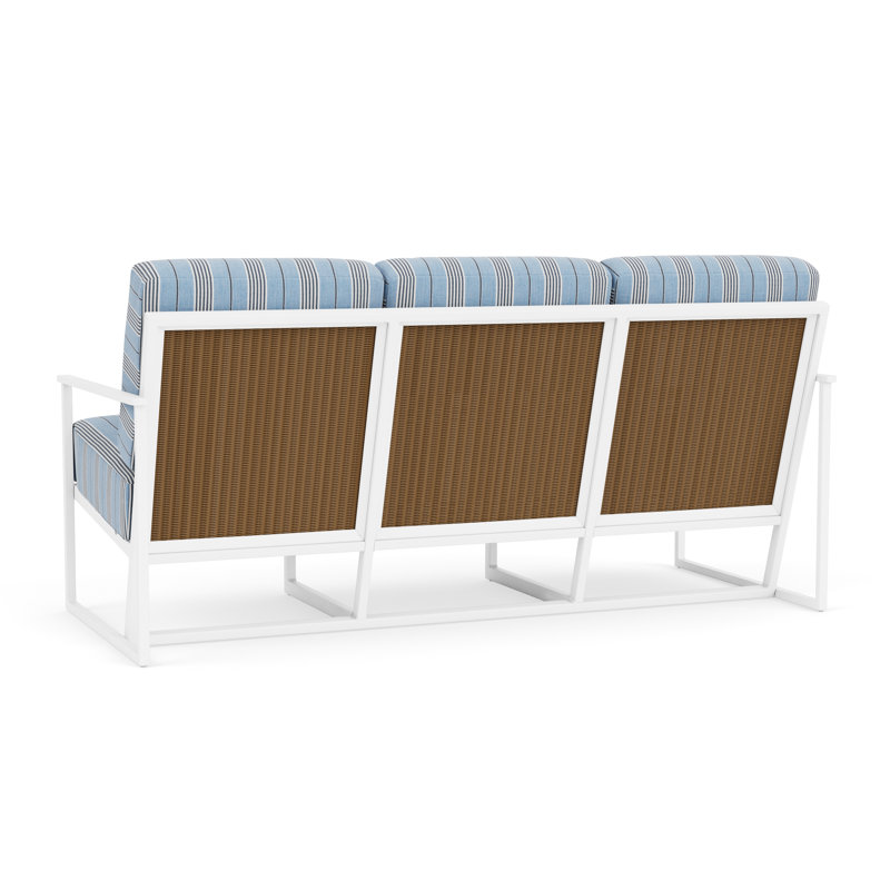 Summit Outdoor 3 - Seat Patio Sofa, Hickory, Hansen Sky, Matte White