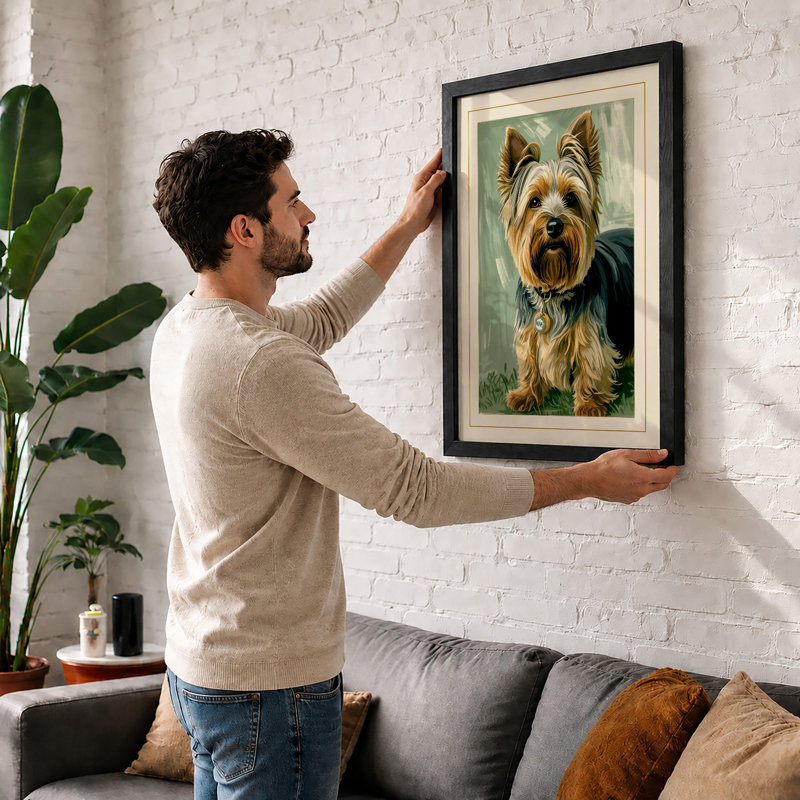 Gentle Terrier Boho - Framed Print, A4 - 29.7 x 21.0 cm, White