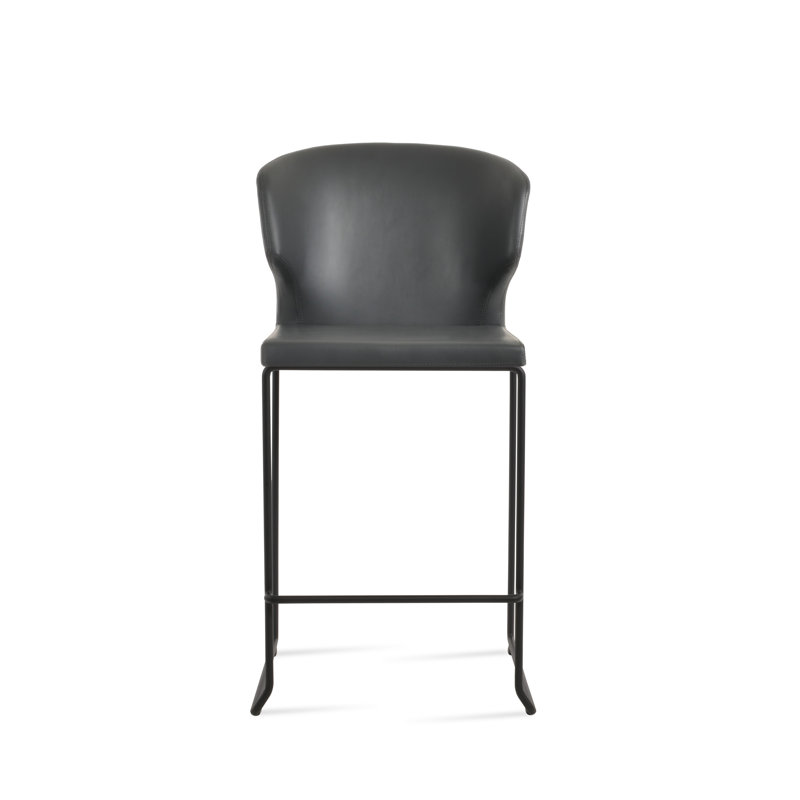 Tabouret de bar et de comptoir empilable Amed, Tabouret de bar (siège d'une hauteur de 29 po), Noir, gris