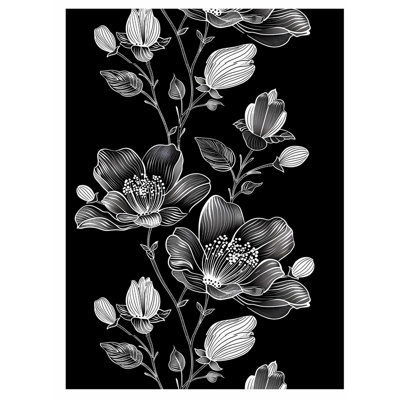 Floral noir et blanc, fleur de Draeam VI, impression d'art moderne sans cadre