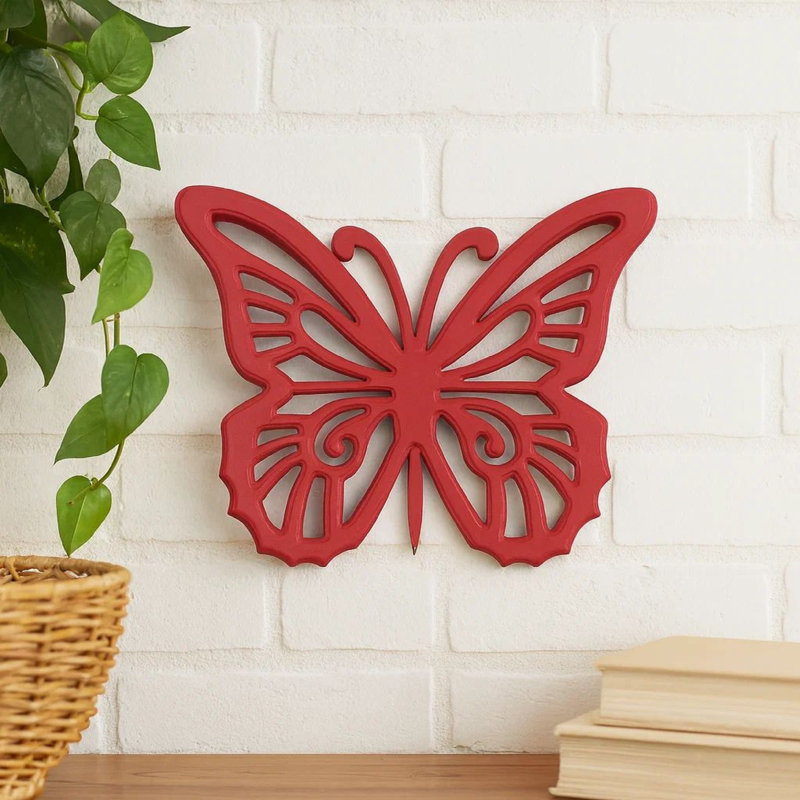 Plaque murale en bois avec découpes, rouge, Rouge