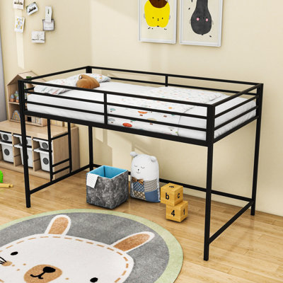 Structure de lit simple en métal avec rangement et échelle
