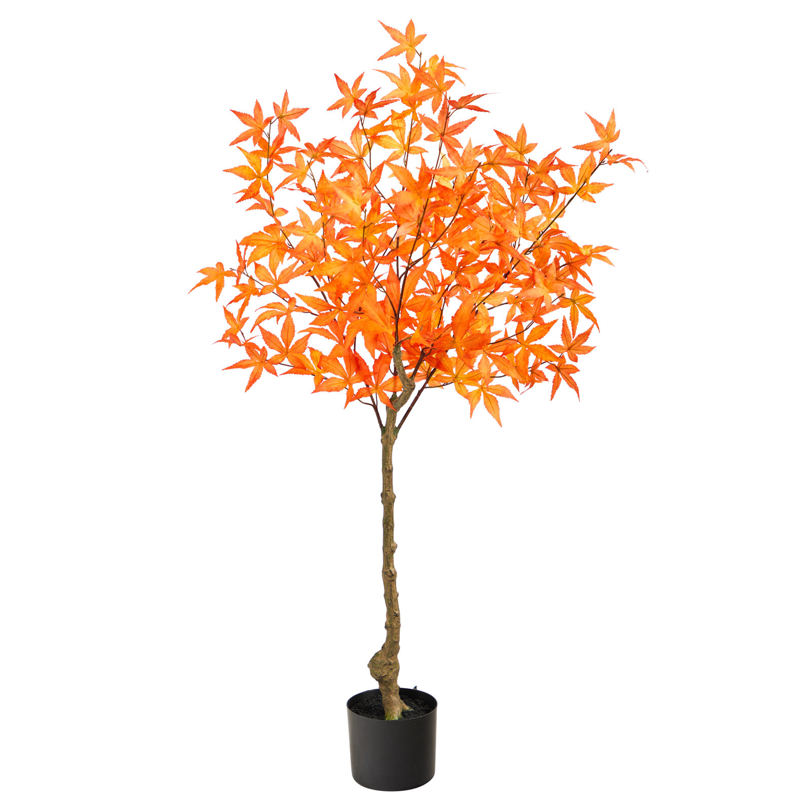 Faux Maple Tree in Pot Liner, 48" H x 21" W x 16" D, Orange
