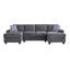 Canapé modulaire multifonctionnel en forme de L avec revêtement, porte-gobelets intégrés, méridienne double et coussins décoratifs-545853195
