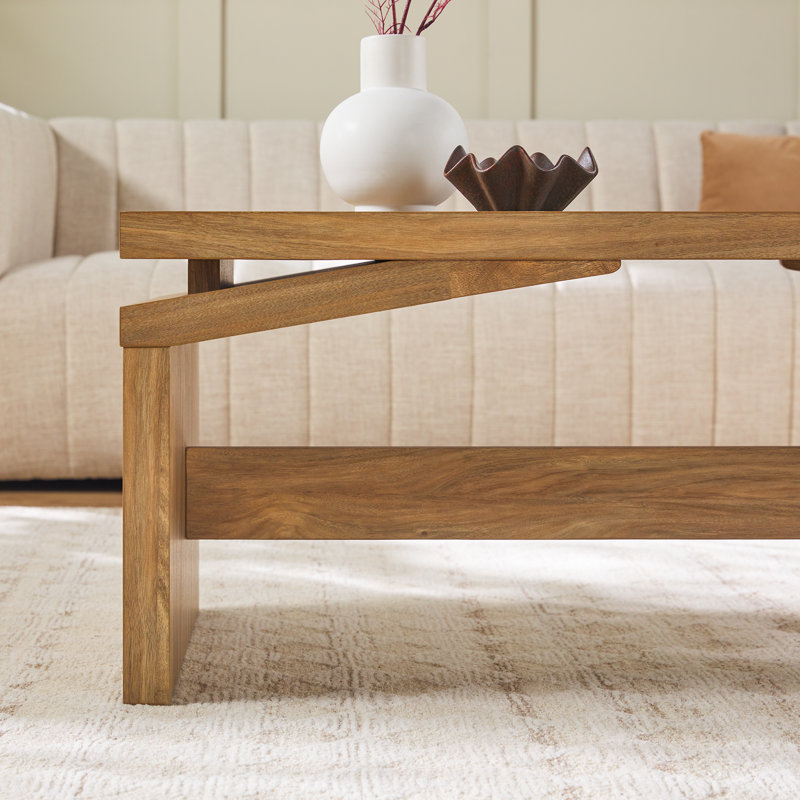 Bateson Modern Easy Assembly Split-Top Coffee Table, 47 Inch, Heritage Oak