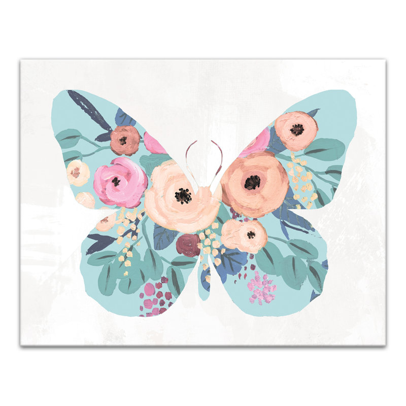 " Floral Butterfly " Painting Print, 20" H x 20" W x 1.25" D