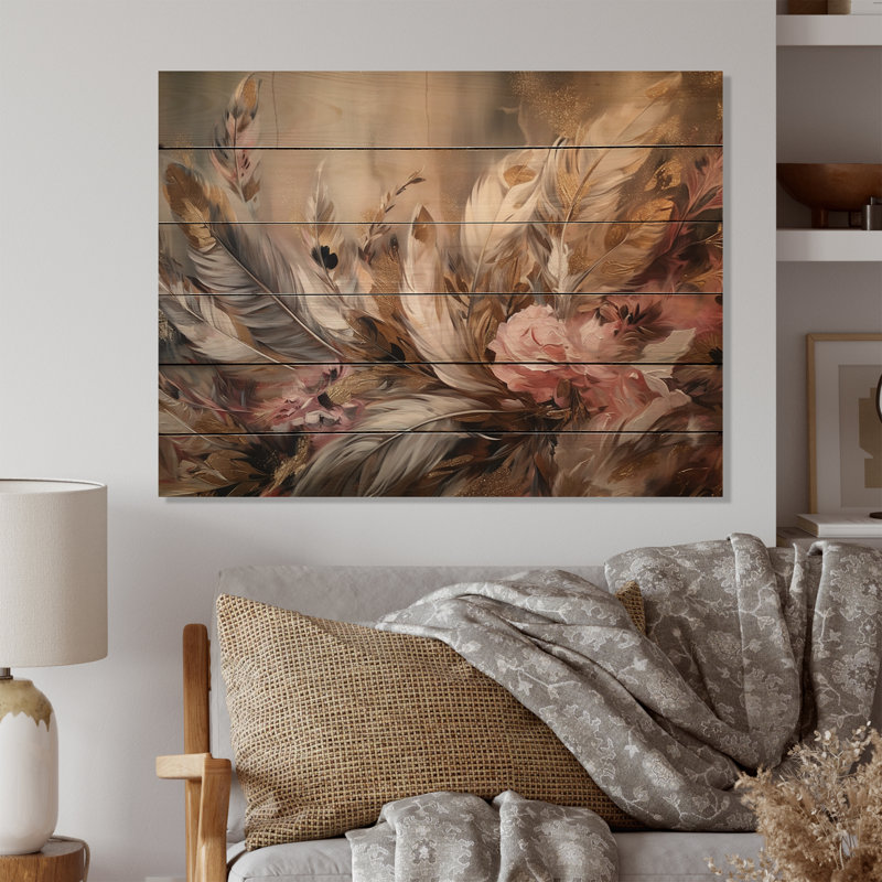 Plume d'or Wanderlust VI sur bois, H 10 po x l 20 po x P 0,78 po