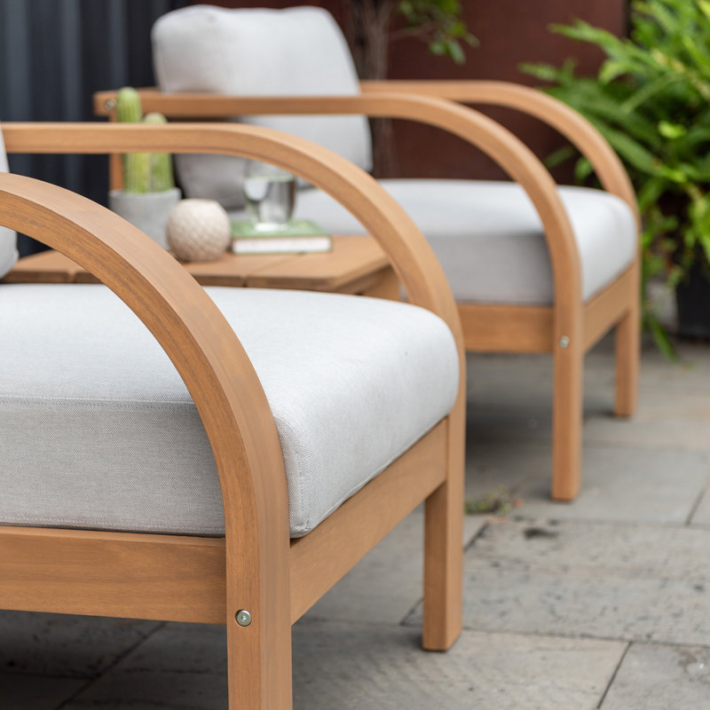 Hermes 3pc Outdoor Patio FSC Certified Wood Seating Set