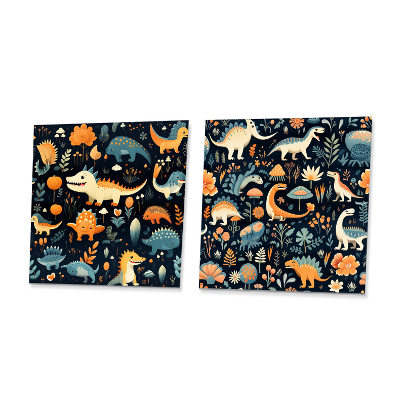 Dinosaurs Roar II - ensemble de 2 carrés de dinosaures, H 36 po x l 72 po