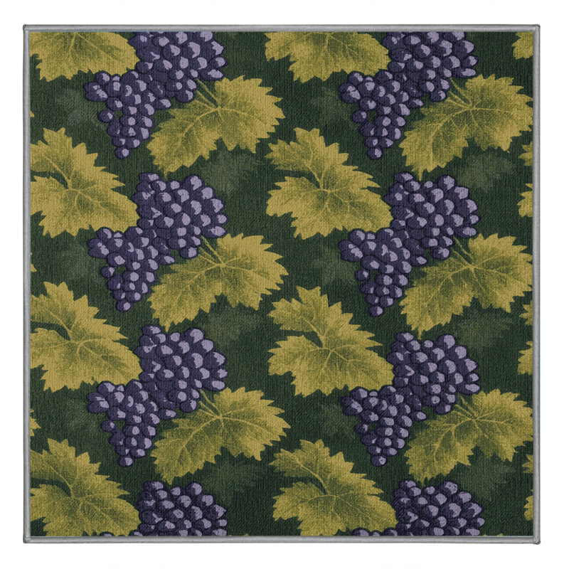 Washable Grape Clusters Farm Area Rug, Square 7'