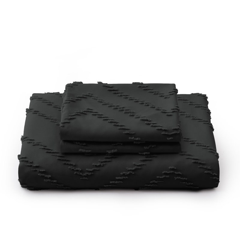 Ensemble de housse de couette en microfibre, Housse de couette grand et 2 taies d'oreiller stan, Noir