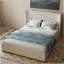 Très grande base de lit tapissier avec tête de lit à oreilles de luxe de 47 pouces, velours côtelé crème et très grand rangement-1284110778