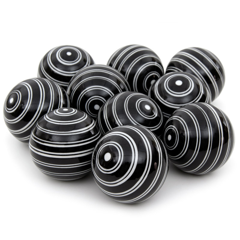 Stripes Decorative Ball Sculpture, White/Black