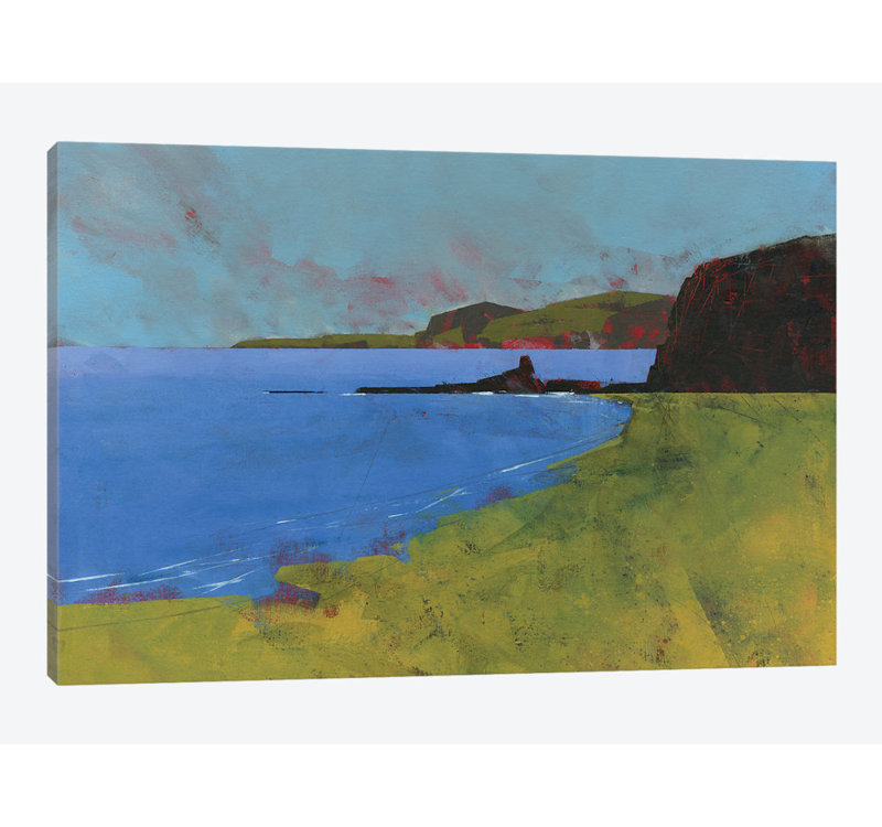 « ceredigion falaises », reproduction sur toile, H 12 po x l 18 po x P 1,5 po, Pas de tapis, Toile tendue
