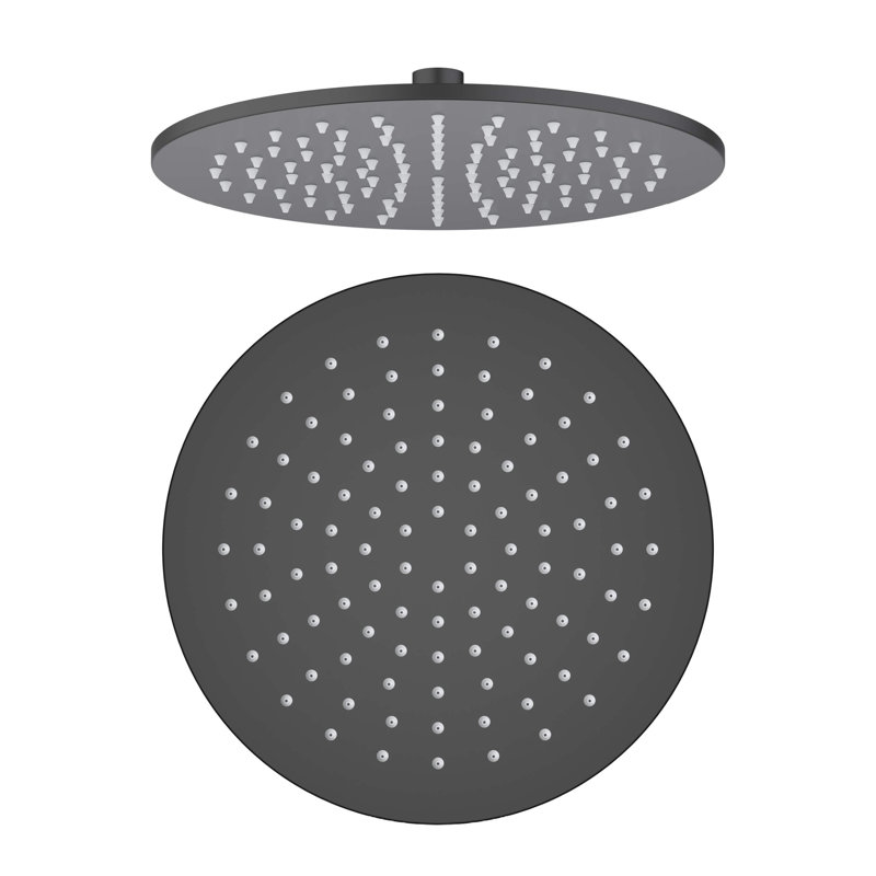 Pomme de douche circulaire à profil mince en métal 10 po 1,75 gallons par minute, Noir mat