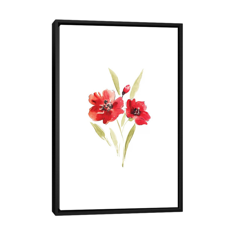 " Poppies " by Melissa Selmin, 26" H x 18" W x 1.5" D, Black Framed Canvas, No Mat