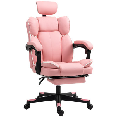 Executive Office Chair, High Back Desk Chair with Headrest, Swivel Wheels, Foot Rest, Overstuffed Reclining PU Leather Computer Chair for Home