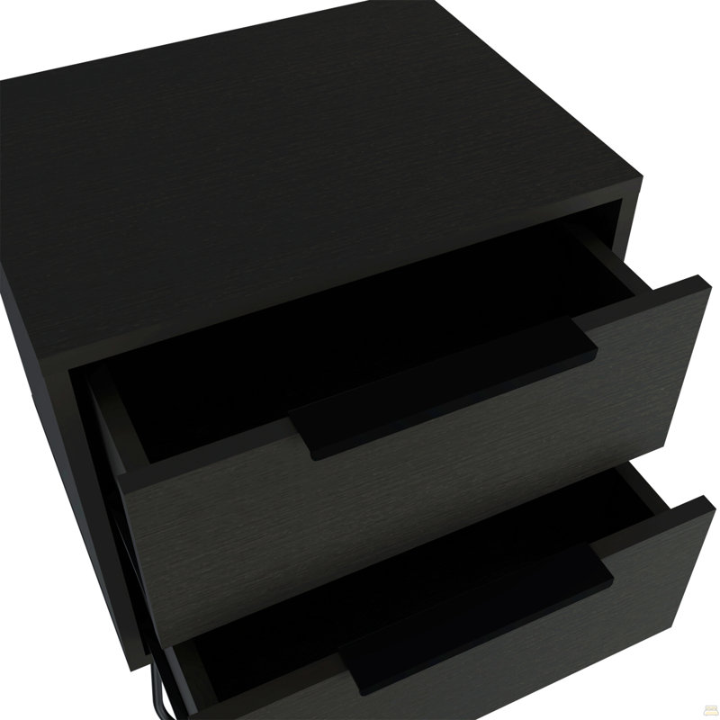 2 tables de chevet, pieds en épingle à cheveux, 2 tiroirs, Noir