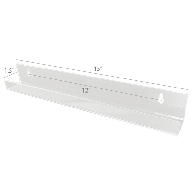 Rebrilliant® 15" Wall Mount 6 Pack Clear Acrylic Bookshelf For Nail Polish, Makeup, Action Figure Collections Wall Shelf 7D3F3750CB2E4E7AB711ED64B19A8268