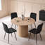 120cm Round MDF Dining Table, Wood Effect Top with Vertical Slat Cylinder Pedestal Base-857718905