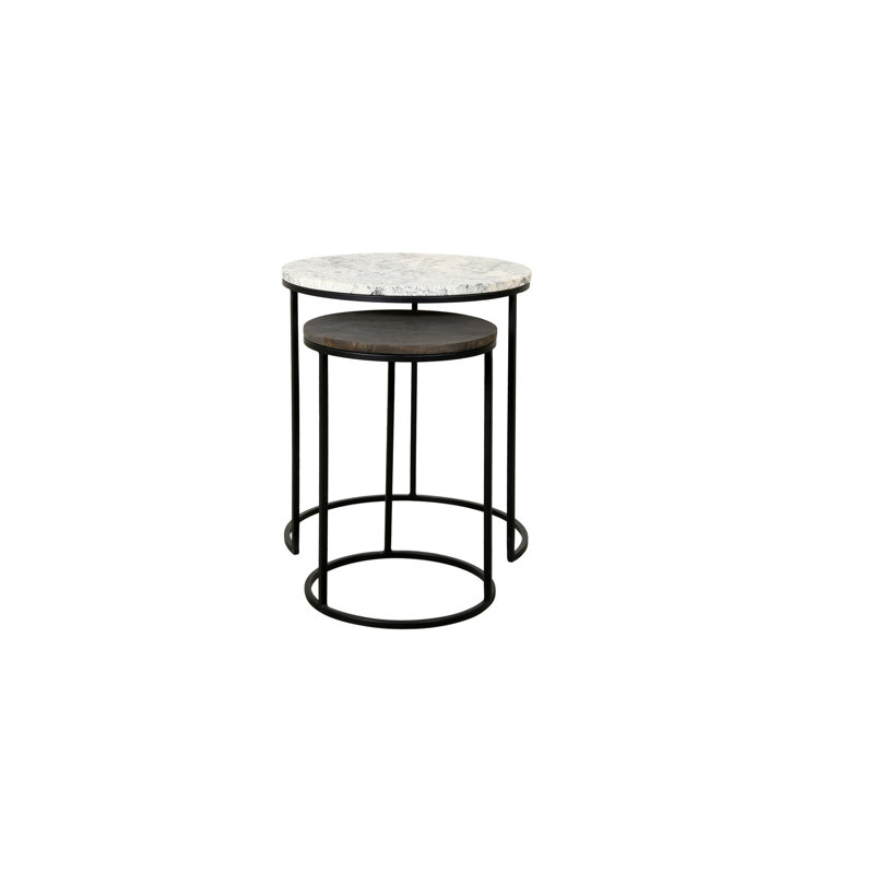 Khatuna Nesting Tables, White/Black