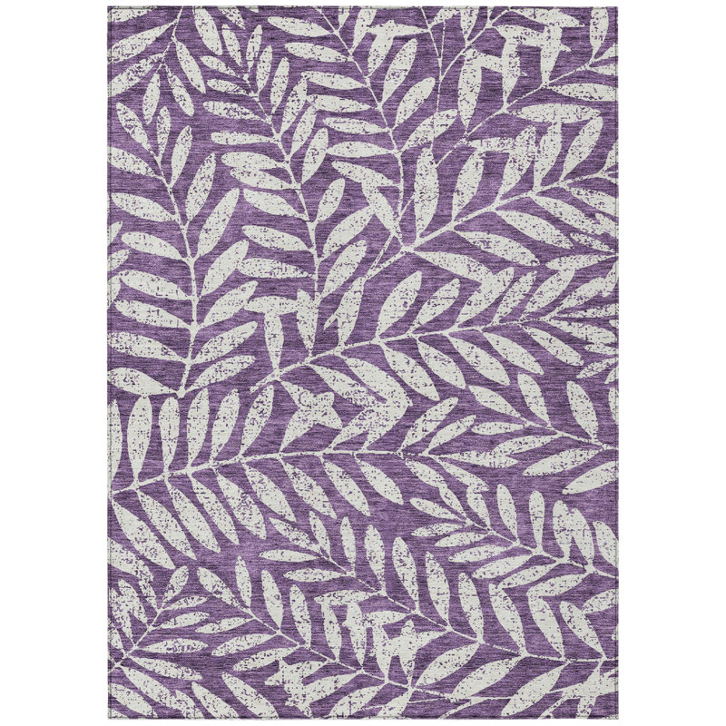 Tapis d'intérieur lavable floral mauve et ivoire 9 pi x 12 pi