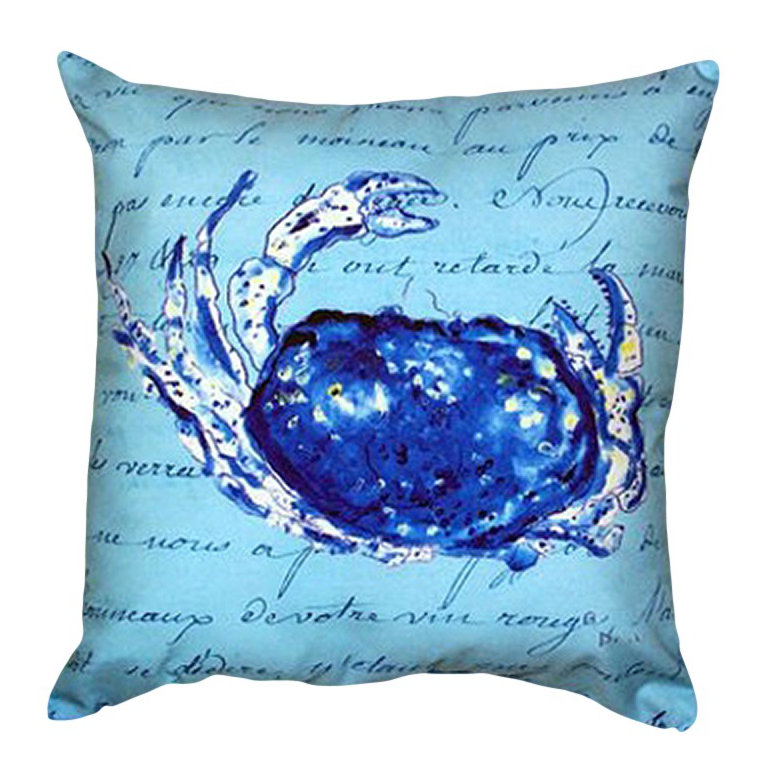 Script Crab Outdoor Reversible Throw Pillow