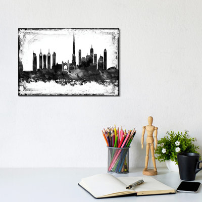 Dubai Black & White Film by WallDecorAddict - Wrapped Canvas Print