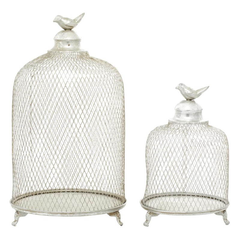 Ensemble de lanternes de bougie décoratives en métal avec cage surélevée